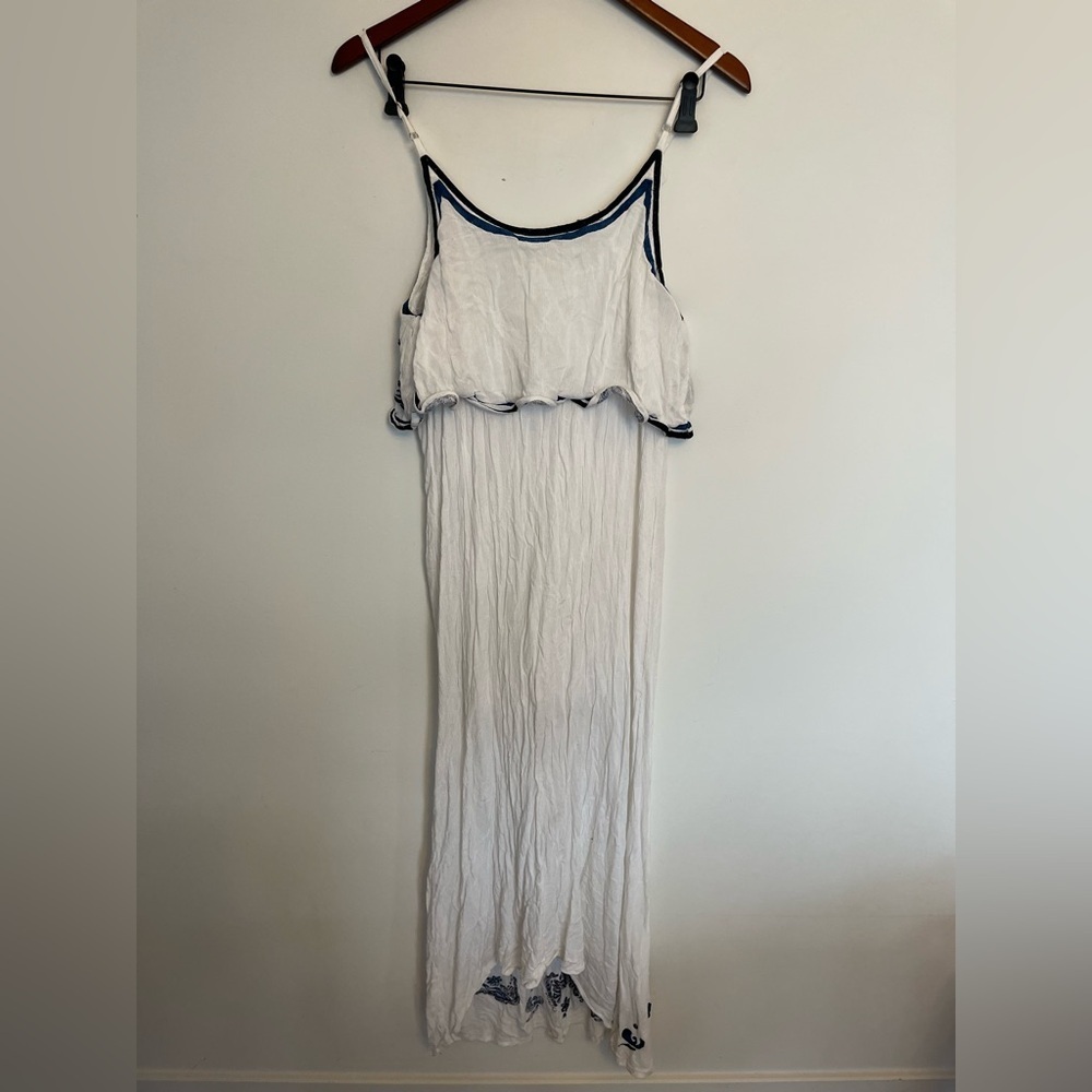 Dex White and Blue Embroidered beaded Sun Dress size medium - Picture 5 of 7